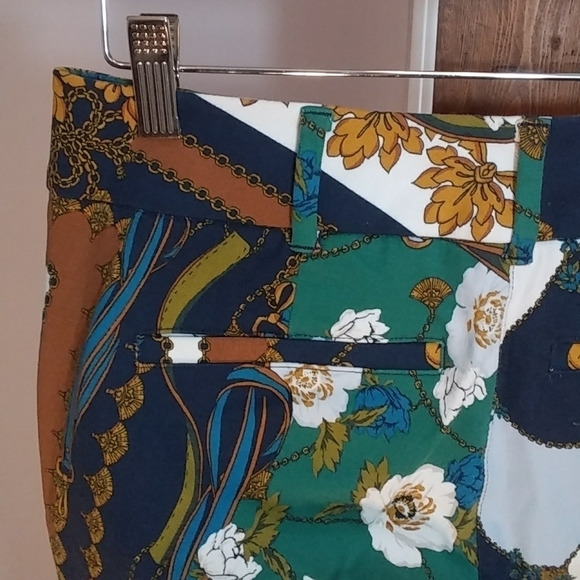 New York & Company Colorful Boho Black Green White Capri Crop Ankle Pants Size 0 - Picture 6 of 9